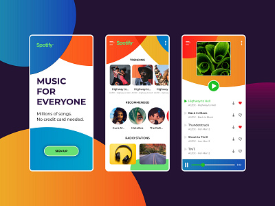 Spotify Redesign adobe illustrator branding colorful design music app re branding redesign songs spotify typography ui ux vector