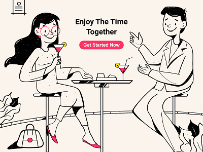 Couple At Restaurant beautiful blck and white illustration boyfriend coffee couple date female girlfriend hotel illustration line drawing love privacy restaurant romance space tea time spend together vector character