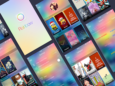 Rainbowwallpapers app design ios7 mobile rainbow theme ui wallpapers
