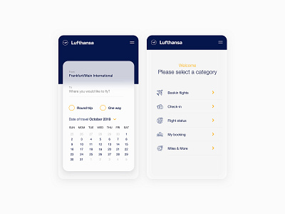 Lufthansa Mobile App airline app branding clean data hamburg icon illustration inspiration interfacedesign lufthansa mobile mobile ui modern design ui uidesigner uiuxdesign usability ux