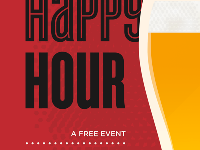 Happy Hour beer cyclone gotham rounded halftone poster