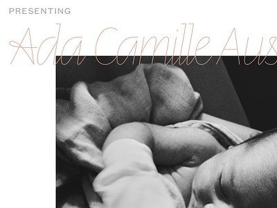 Ada Camille birth announcement daughter founders grotesk text klim letters from sweden line