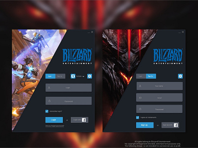 Daily Ui day#1 - Blizzard app - Sign in & Login app blizzard clean dailyui design flat game ui user inteface ux