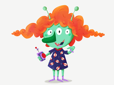 Alien Girl Gomezillustration alien character design children illustration kids