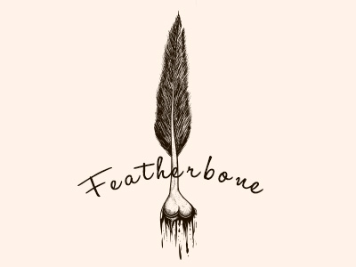 Featherbone bone feather ink logo old vintage