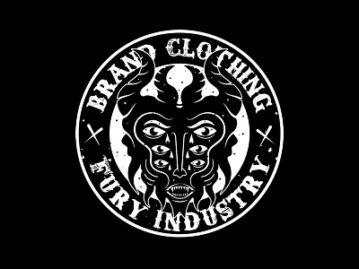 Demon black brand clothing dark demon emblem evil fury horns industry symbol