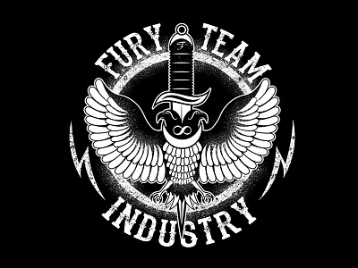 Fury Team black brand clothing dagger eagle emblem infinity moon predator symbol white wings