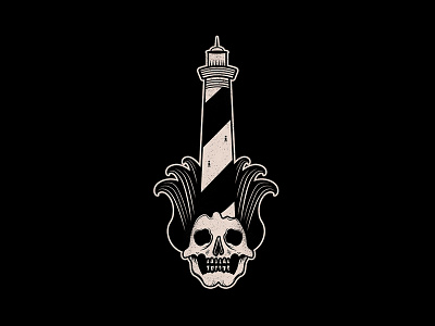 Lighthouse Skull black dark lighthouse logo sea skull wave