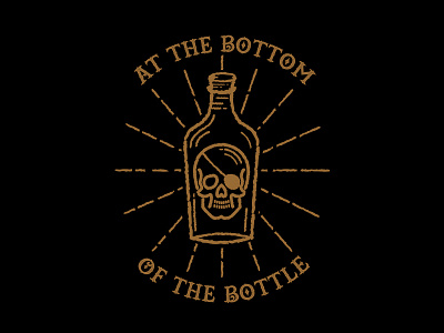 At The Bottom Of The Bottle bottle bottom design line oldschool oldschooltattoo skull tattoo vintage