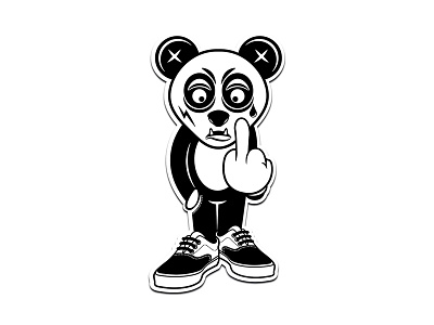 Bad Panda art artwork bad black panda sticker vans white