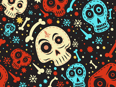 Skull Pattern bone horror illustration mexican mexico muertos ornament pattern seamless skull skulls style