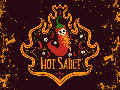 Hot Sauce Label design hot sauce illustration label logo packaging pepper sauce skull