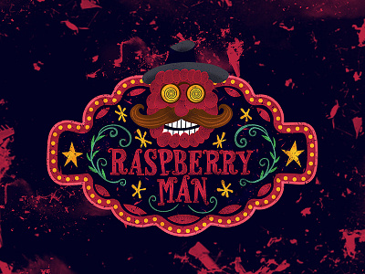 Raspberry Jam label cartoon food graphics hat illustration jam label logo man raspberry star