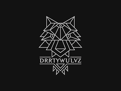 DRRTYWULVZ animal black geometry illustration line logo music wild wolf