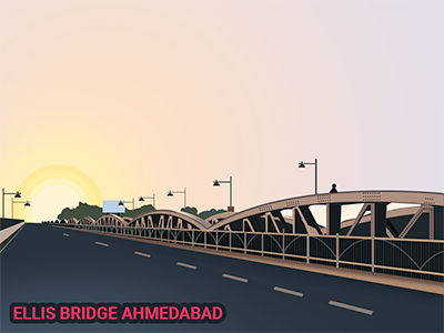 Ellis Bridge Ahmedabad ahmedabad bridge ellis gujarat illustration india vector