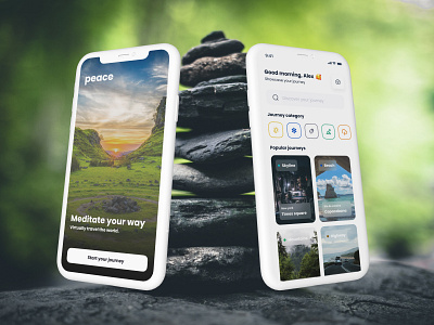 Peace Journey app branding design graphic design illustration mobile peace typography ui ux welcome zen