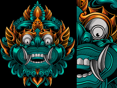 barong artwork art artwork bali barong culture design drawing graphic graphic art illustration illustrator masked ornament