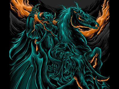 Rider ghost art artwork darkness doom dragon drawing ghost graphics horse illustration poster skull