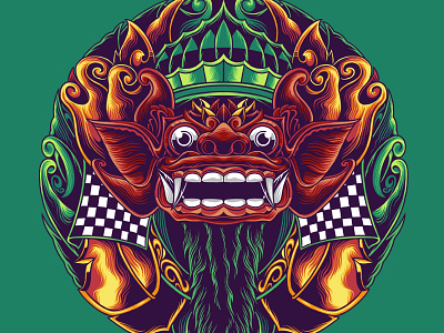 barong of the green art artwork bali balinese barong branding design drawing graphic graphic art illustration illustrator ornament