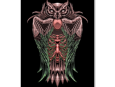 skulled owl art artwork design drawing graphic art illustration illustrator owl owl illustration owl tatto skull art skull logo skulls