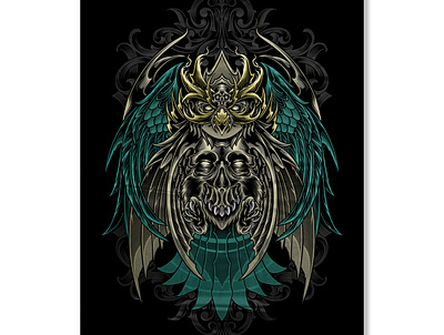 skulled and owl art artwork culture design drawing graphic art illustration illustrator masked owl