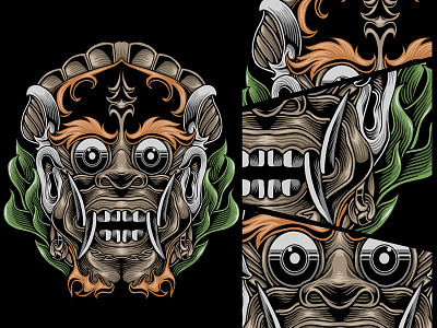 Barong mask art artwork bali culture design drawing graphic graphic art illustration illustrator indonesian masked