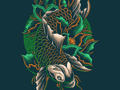 koi fish artwork design drawing illustration illustrator koi koi fish ornament