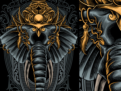 ganesha animal art artwork design drawing elephant ganesha graphic graphic art illustration illustrator ornament thailand totem