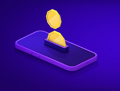 Phone low-poly dark blue flat flat illustration illustraion low poly money phone