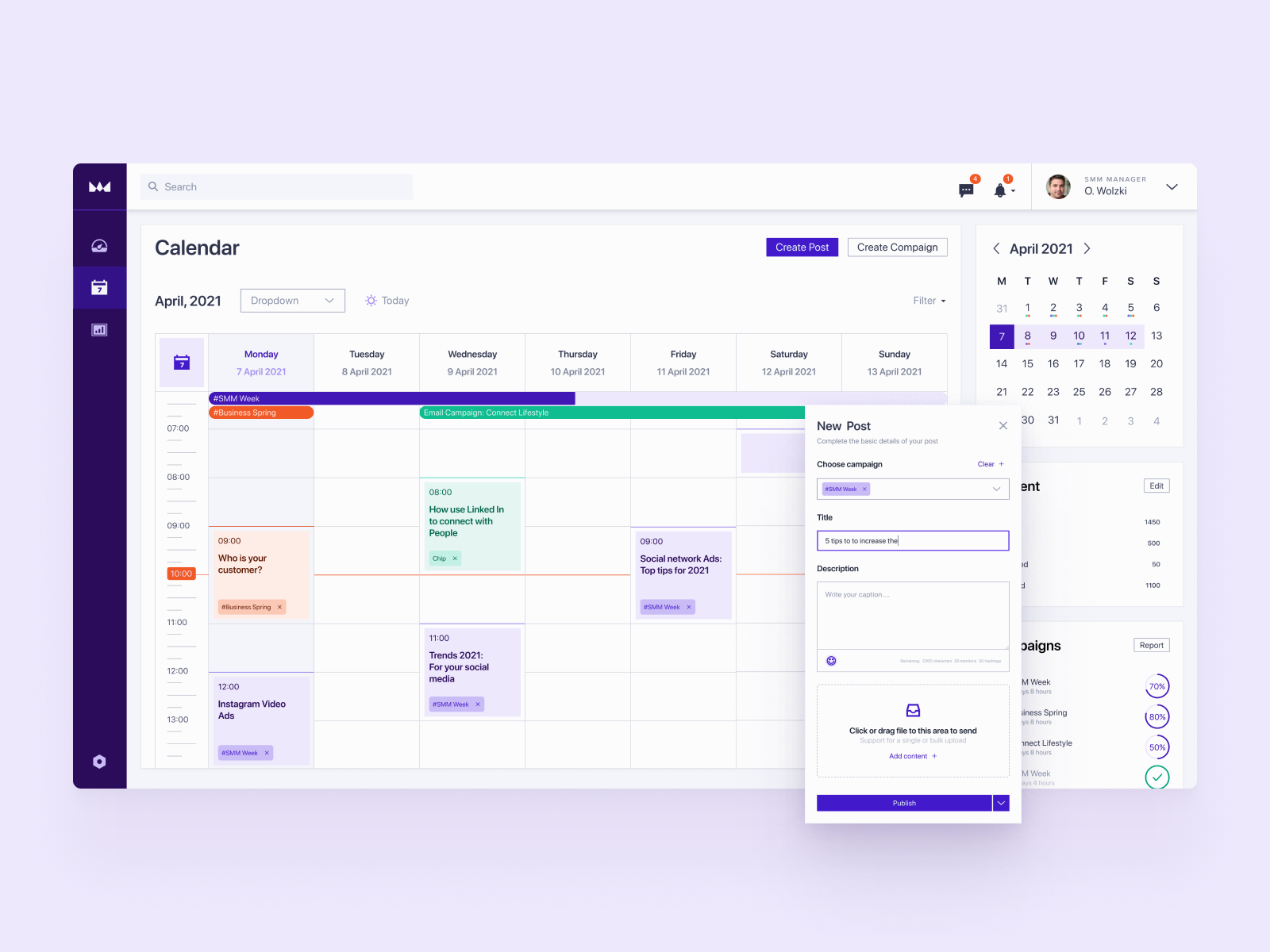 Social Media Management Tool - Calendar by UX Sergey on Dribbble