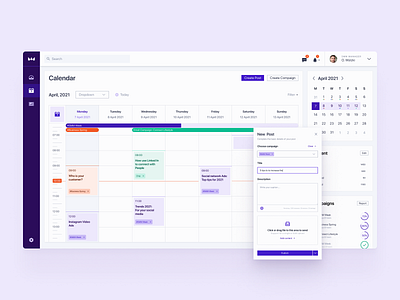 Social Media Management Tool - Calendar app concept dashboard design ui ux