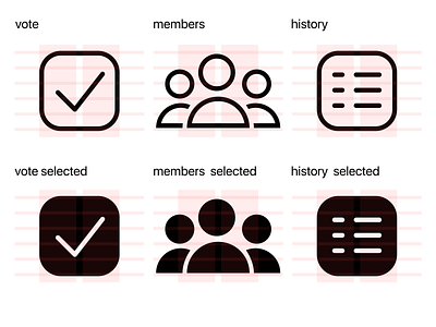 Icons Tabbar black default figma grid history icon icons ios members mobile selected states tab bar tabbar ui vote