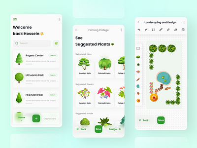 Design and Landscaping App 3d 3d illustration app app design categories clean ecommerce flower fresh garden green greenery mobile plant plants shop simple tree ui ux