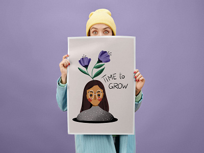 Grow. branding clean design digital art digitalillustration flowers grow illustration love minimalism ui