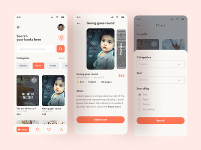 Online book store mobile app UI