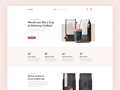 Roasted coffee beans shop ui animation clean coffee coffee bean coffee shop design graphic design landing page minimal motion graphics online responsive design roasted coffee shop single product template trendy design ui ux web design website