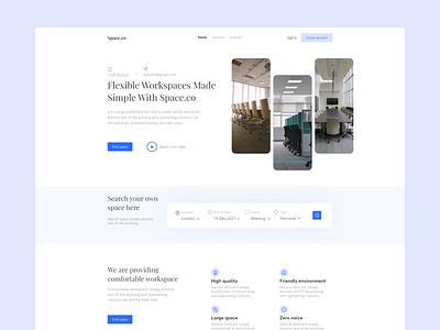 Co-working space finder web landing page ui 2022 animation branding business clean co working design graphic design landing page minimal motion graphics responsive design search template trendy design ui ui ux web design website work space