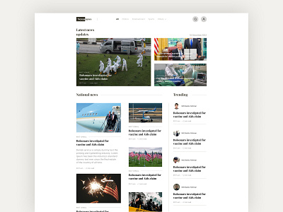 Online news website landing page ui design