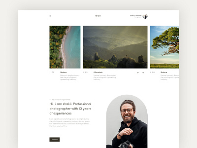 Photographers portfolio website landing page ui design