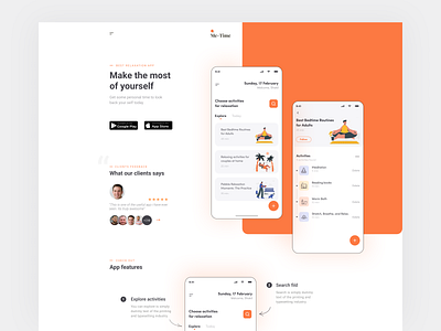 Relaxation activity app web ui design. 2022 activity app application clean design figma landing page lifestyle minimal mobile product design relaxation responsive design template trendy design ui ui ux web design website