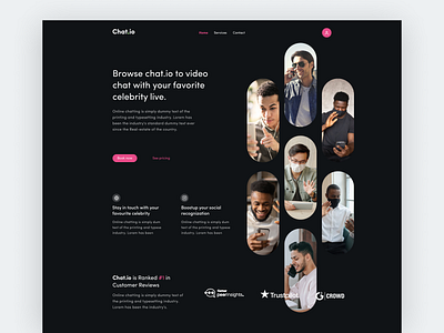Video chat platform with celebrity web ui design