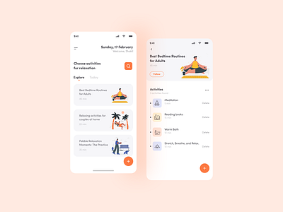 Relaxation activity app ui design