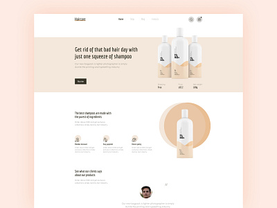 Hair care online store web landing page ui design