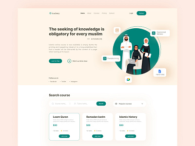 Islamic online education platform web landing page ui design