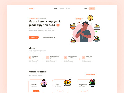 Allergy-free food delivery website landing page UI design 2022 allergy food allergy free app clean figma food delivery food delivery shop landing page minimal mobile online food delivery product design responsive design template trendy design ui ui ux web design website