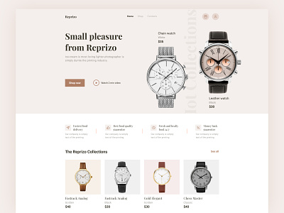 Online watch store website landing page ui design. 2022 animation branding clean e-commerce fashion figma home landing page minimal mobile product design responsive design store template trendy design ui ux watch web design website