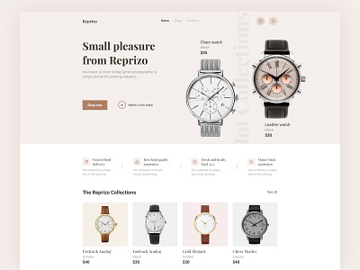 Online watch store website landing page ui design. 2022 animation branding clean e commerce fashion figma home landing page minimal mobile product design responsive design store template trendy design ui ux watch web design website