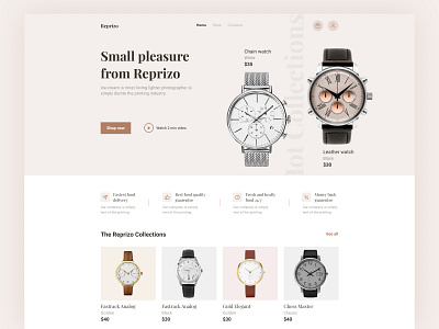 Online watch store website landing page ui design.