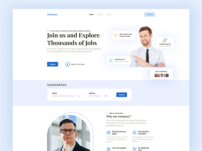 Online job portal website landing page ui design 2022 app clean design figma job job board job portal landing page minimal mobile product design responsive design search template trendy design ui ui ux web design website