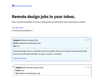 Remote Design Club v2 css design html inbox newsletter remote remote jobs